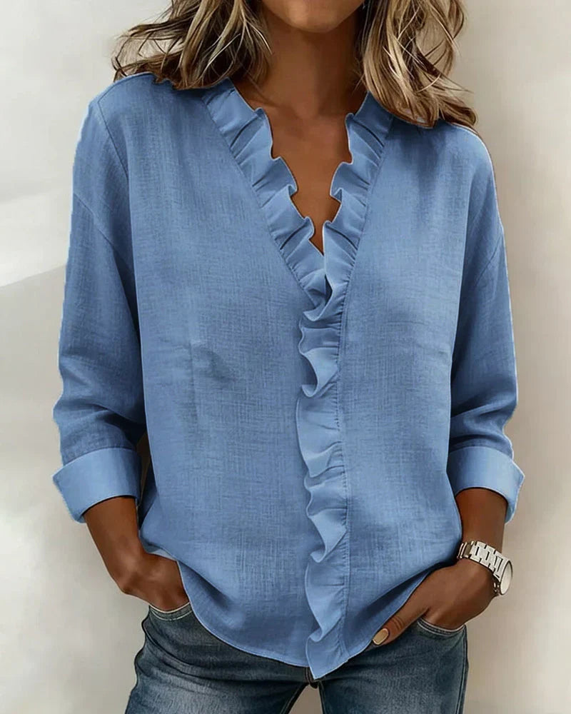 Women’s Lightweight V-Neck Blouse – Fluid Everyday Top