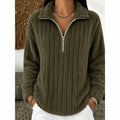 Women’s Ribbed Zip-Collar Sweater - Warm and Comfortable