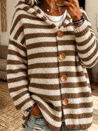 Striped Hooded Cardigan Jacket - Warm and Casual