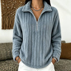 Women’s Ribbed Zip-Collar Sweater - Warm and Comfortable
