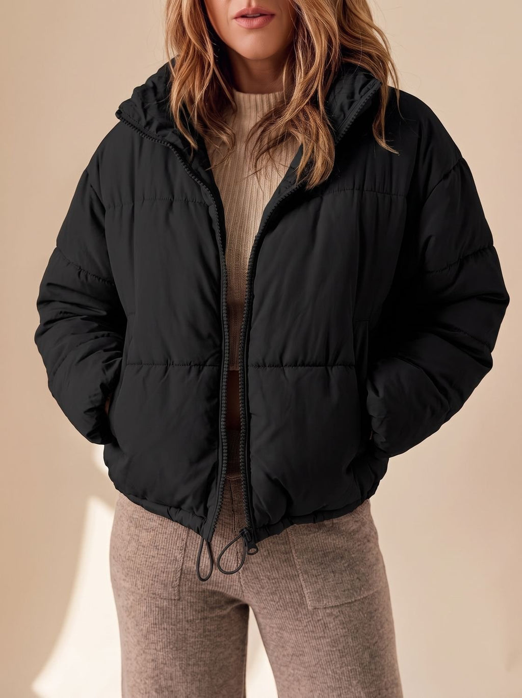 Women’s Cropped Oversized Puffer Jacket - Warm and Modern