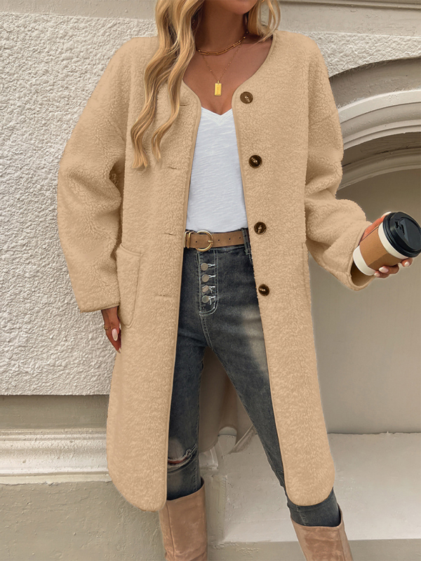 Women’s Soft Button Coat – Cozy Chic Outerwear