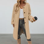 Women’s Soft Button Coat – Cozy Chic Outerwear