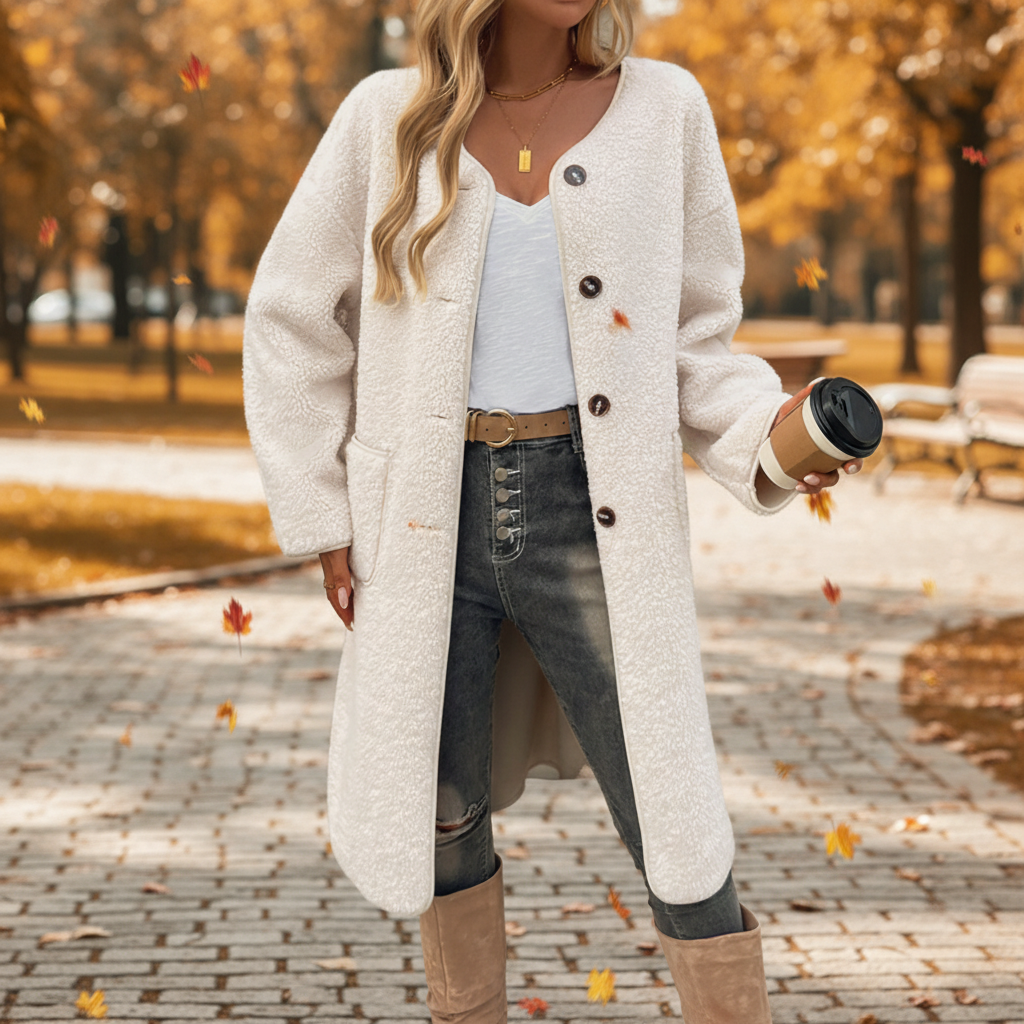 Women’s Soft Button Coat – Cozy Chic Outerwear