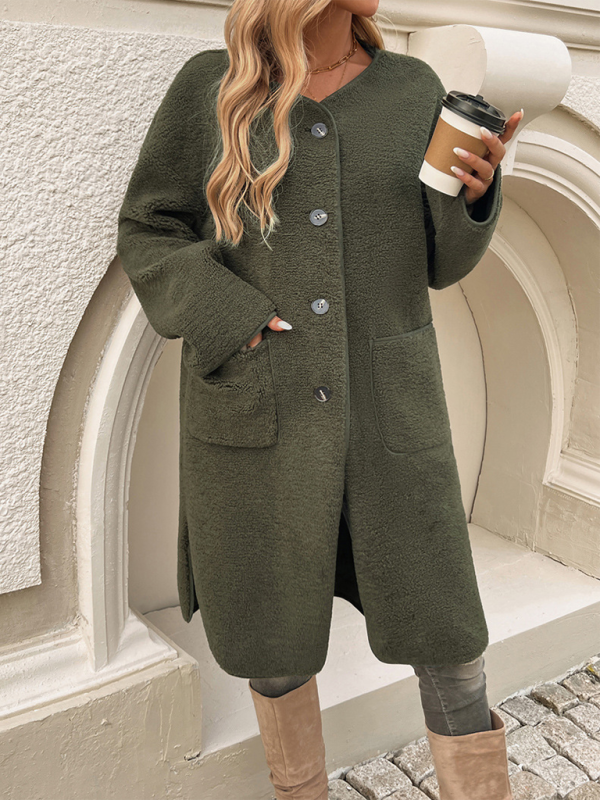 Women’s Soft Button Coat – Cozy Chic Outerwear