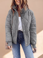 Women’s Quilted Button Jacket - Warm and Versatile
