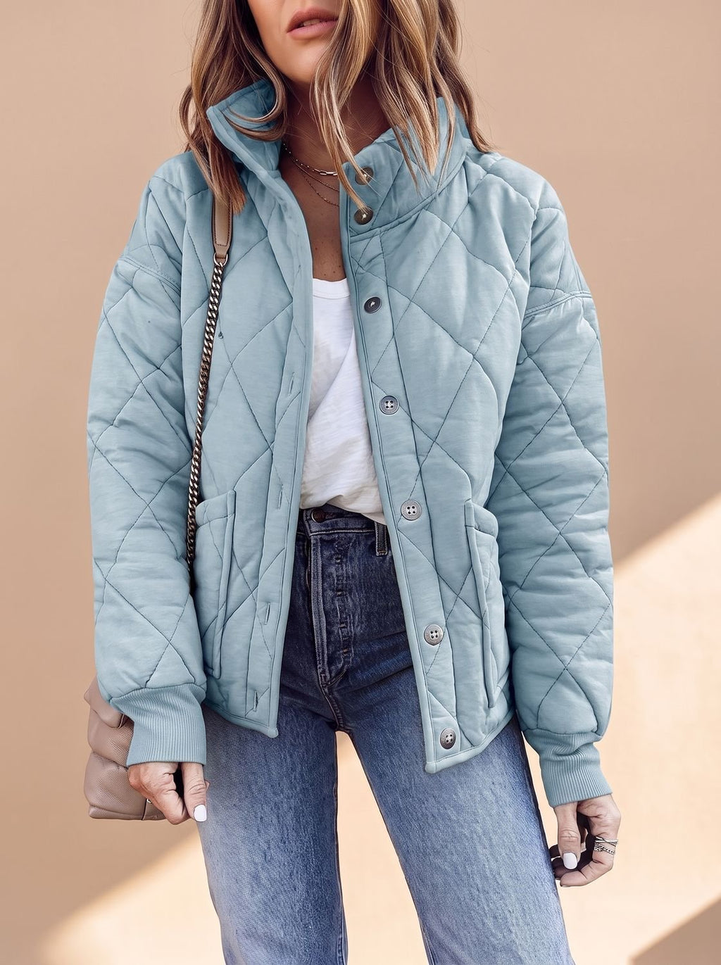 Women’s Quilted Button Jacket - Warm and Versatile