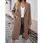Women’s Long Winter Coat with Lapel Collar – Warm Elegant Outerwear