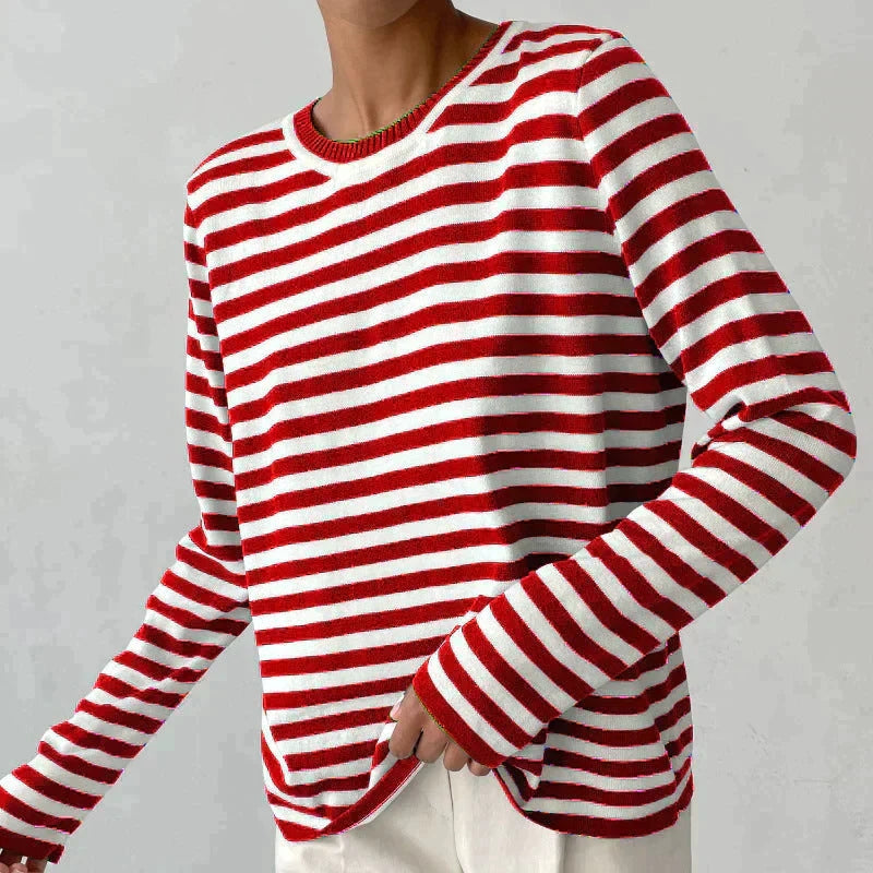 Women’s Striped Crewneck Sweater - Soft and Casual