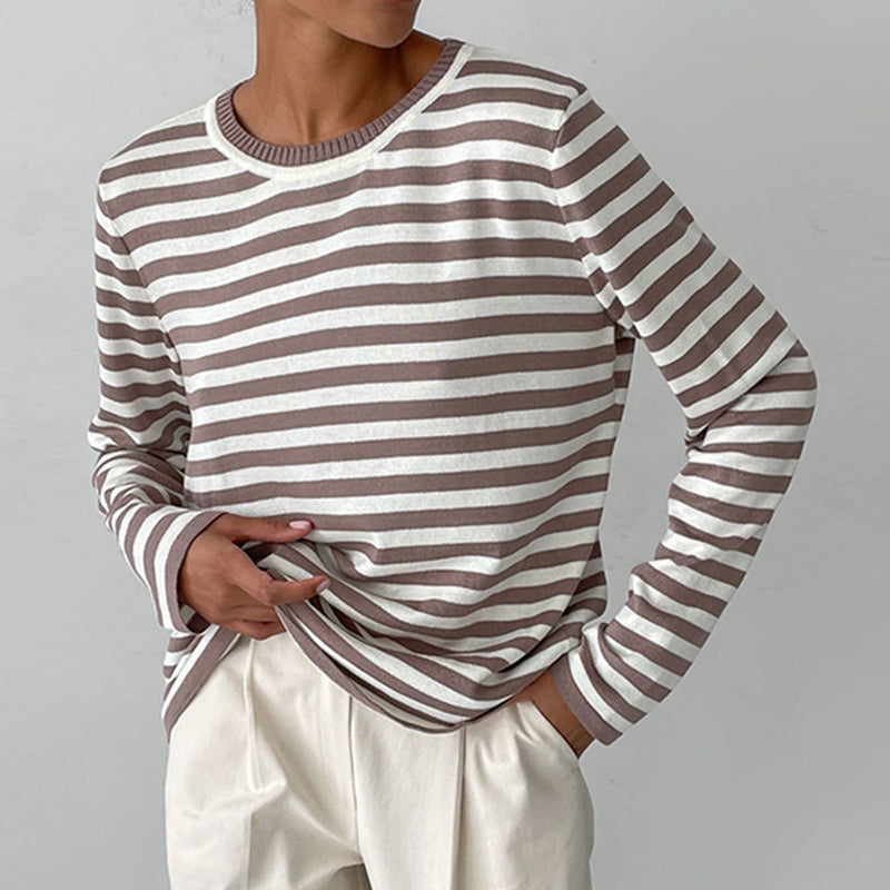 Women’s Striped Crewneck Sweater - Soft and Casual