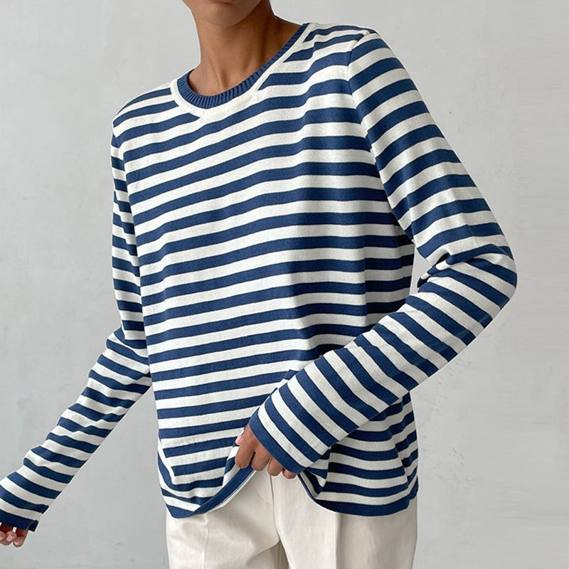 Women’s Striped Crewneck Sweater - Soft and Casual