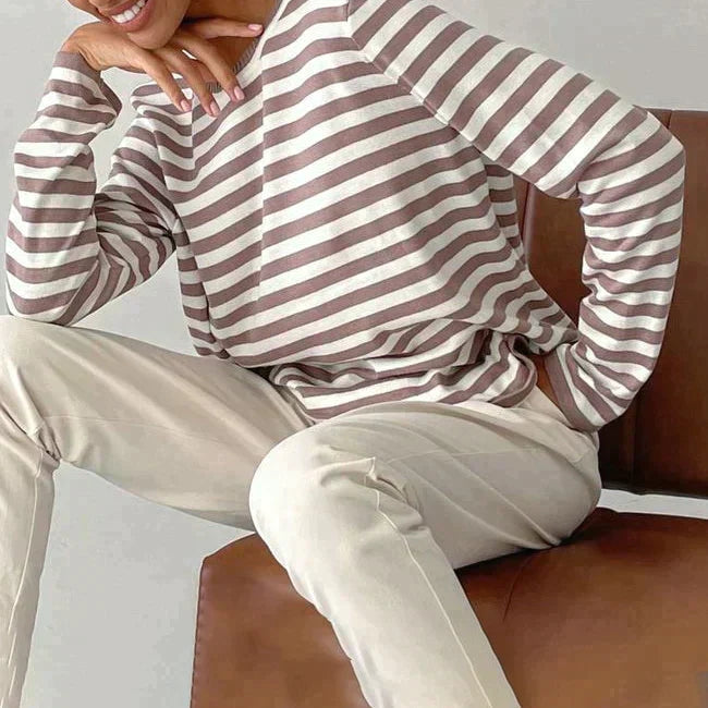 Women’s Striped Crewneck Sweater - Soft and Casual