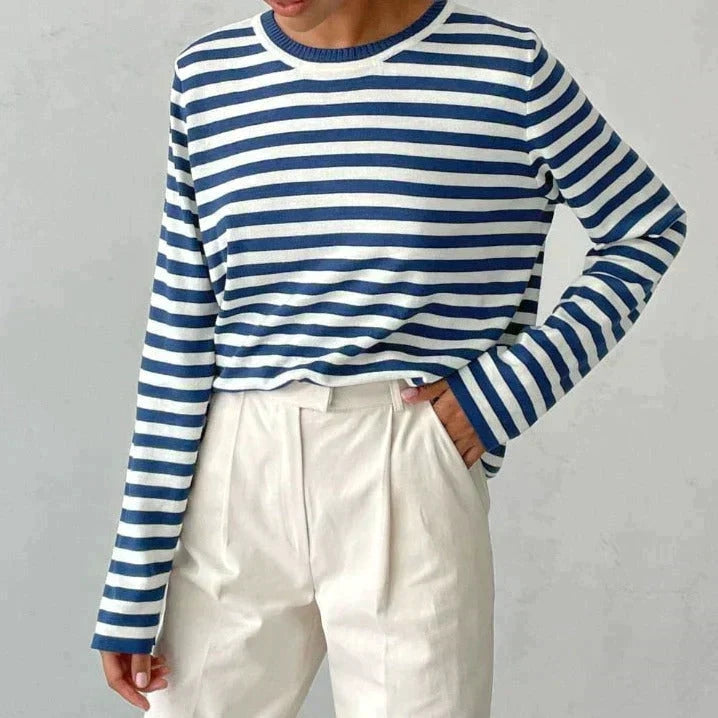 Women’s Striped Crewneck Sweater - Soft and Casual