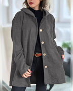 Women's Casual Jacket - Hooded with Button Closure
