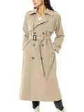 Women's Belted Trench Coat with Wide Lapels