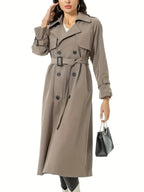 Women's Belted Trench Coat with Wide Lapels