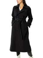 Women's Belted Trench Coat with Wide Lapels