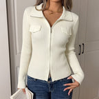 Double-Zip Knit Cardigan - Soft and Practical