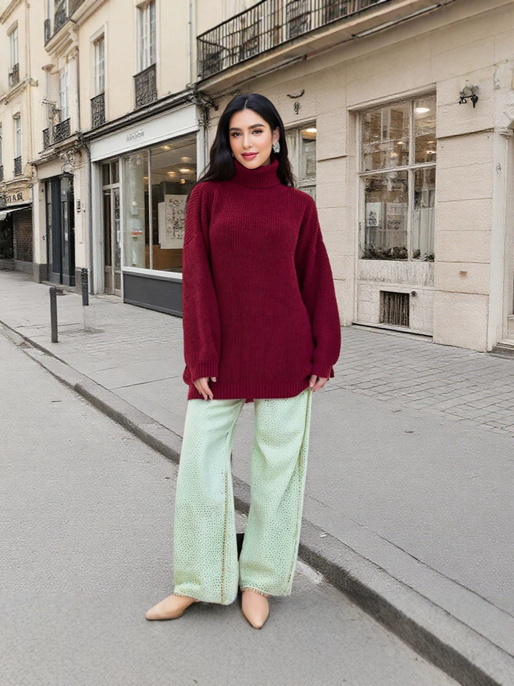 Turtleneck Knit Top - Warm and Fashionable