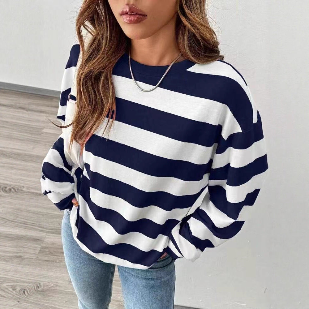 Women’s Striped Long Sleeve Top – Relaxed Modern Style