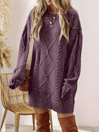Women’s Cable Knit Sweater Dress – Warm Elegant Style