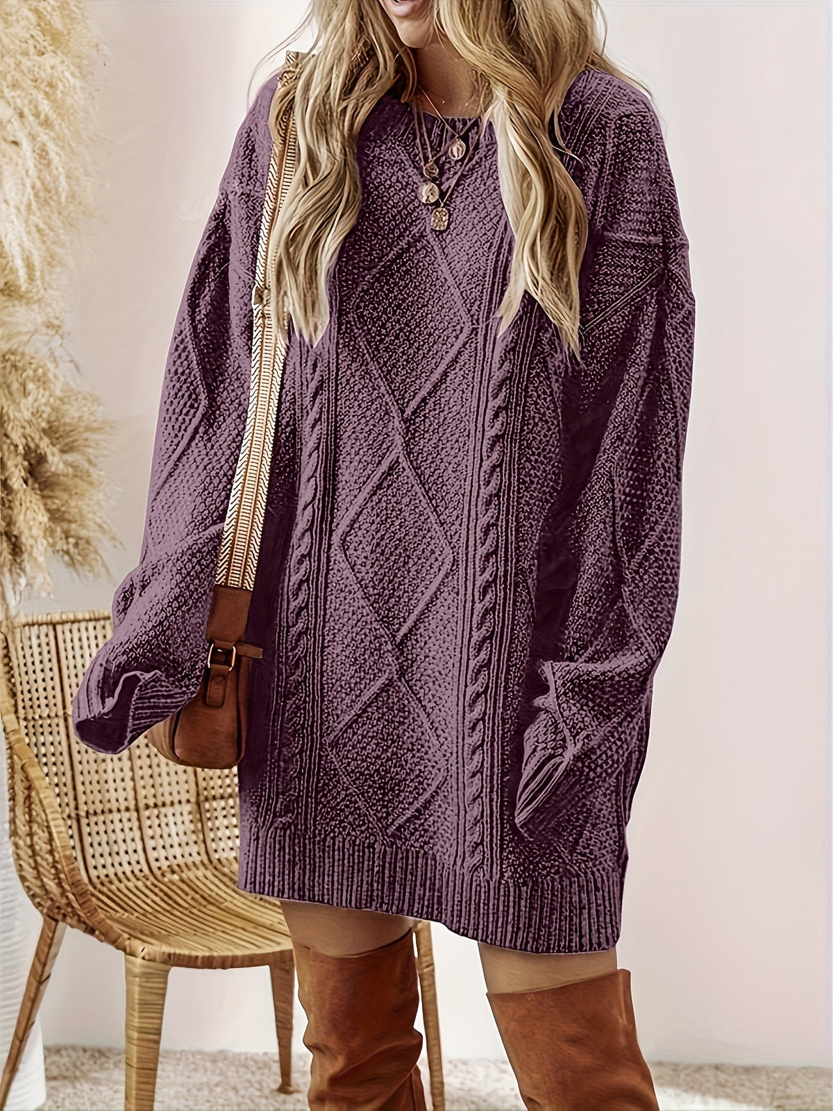 Women’s Cable Knit Sweater Dress – Warm Elegant Style