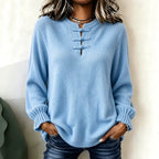 Women's Knitted Shirt - Stand Collar and Relaxed Fit