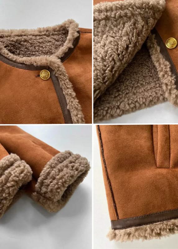Sherpa-Lined Suede Look Jacket