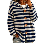 Striped Hooded Cardigan Jacket - Warm and Casual