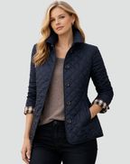 Women’s Quilted Button Jacket with Collar – Smart Transitional Outerwear