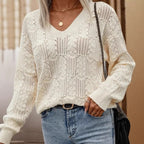 Hollow-Out Lace-Up Knit Top - Soft and Feminine
