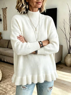 Women’s Lotus-Edge Knit Sweater – Soft Feminine Pullover