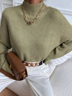 Women’s Loose Turtleneck Sweater – Minimal Warm Knit Top