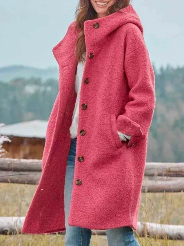 Long Hooded Coat in Soft Fabric