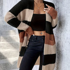 Women’s Color Block Longline Cardigan – Modern Comfortable Layer