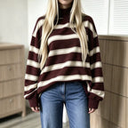 Women’s Striped Print Sweatshirt – Casual Fall Layer