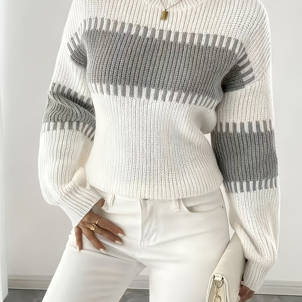 Women’s Colour-Block Striped Sweater