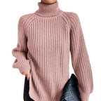 Women’s High-Neck Knit Sweater – Soft Mid-Length Layer