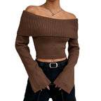 Slim Off-Shoulder Sweater - Soft and Feminine