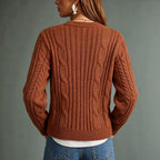 Light Brown Cable-Knit Cardigan - Vintage and Soft