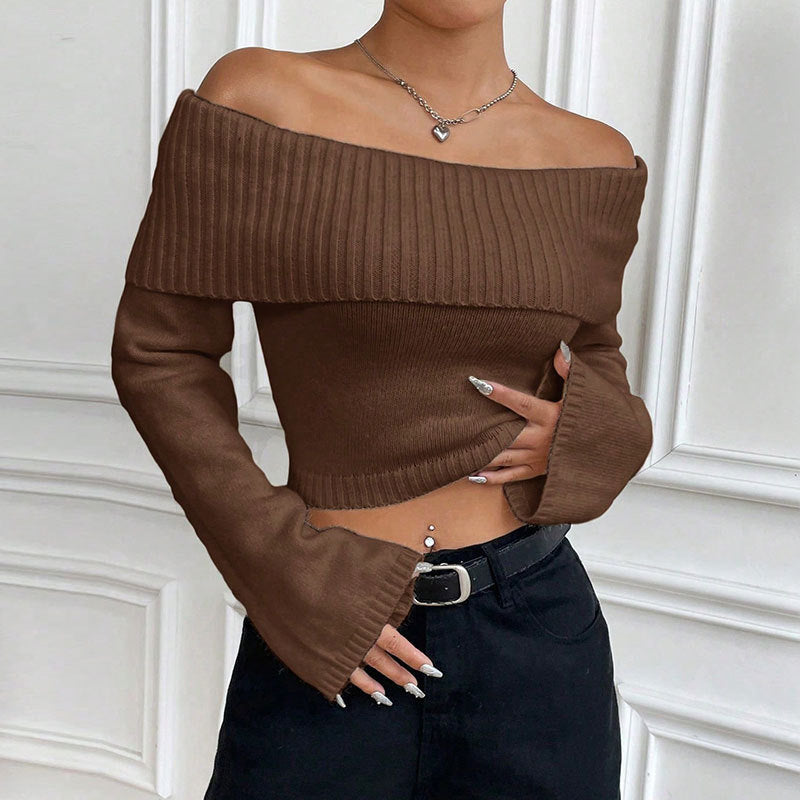 Slim Off-Shoulder Sweater - Soft and Feminine
