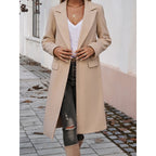 Women’s Long Winter Coat with Lapel Collar – Warm Elegant Outerwear