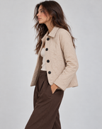 Women’s Quilted Button Jacket with Collar – Smart Transitional Outerwear