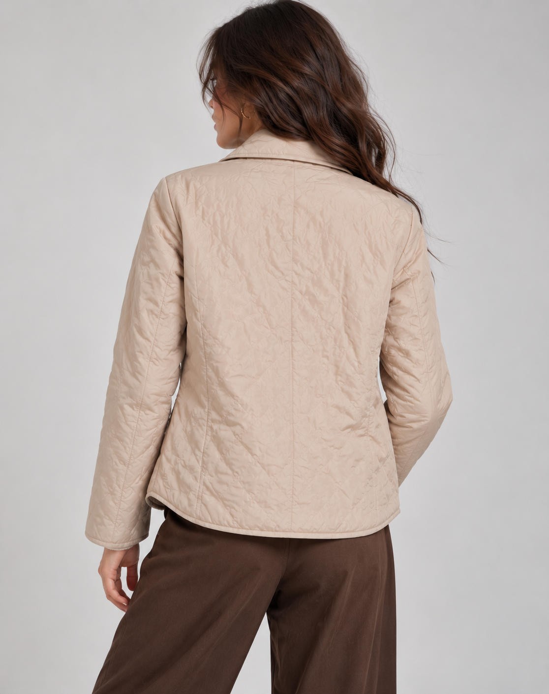 Women’s Quilted Button Jacket with Collar – Smart Transitional Outerwear