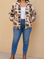 Women’s Aztec Sherpa Zip Jacket - Warm and Soft