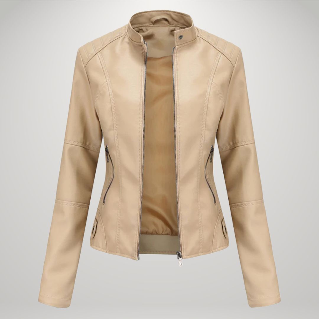Fitted Leather-Look Biker Jacket