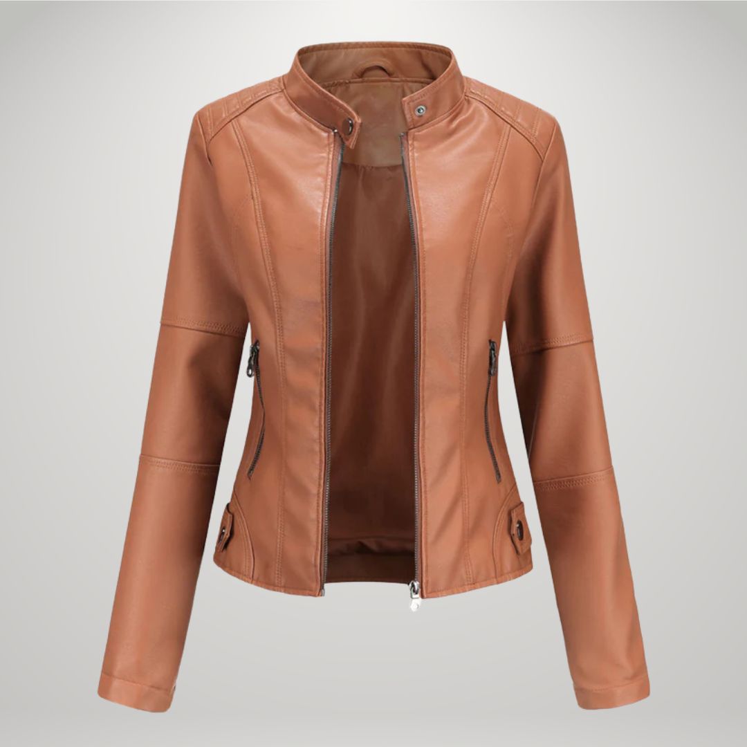 Fitted Leather-Look Biker Jacket