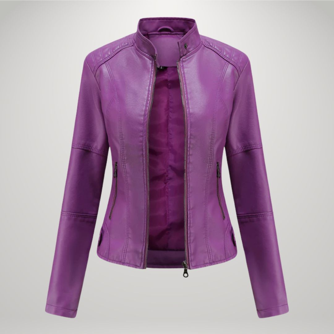 Fitted Leather-Look Biker Jacket