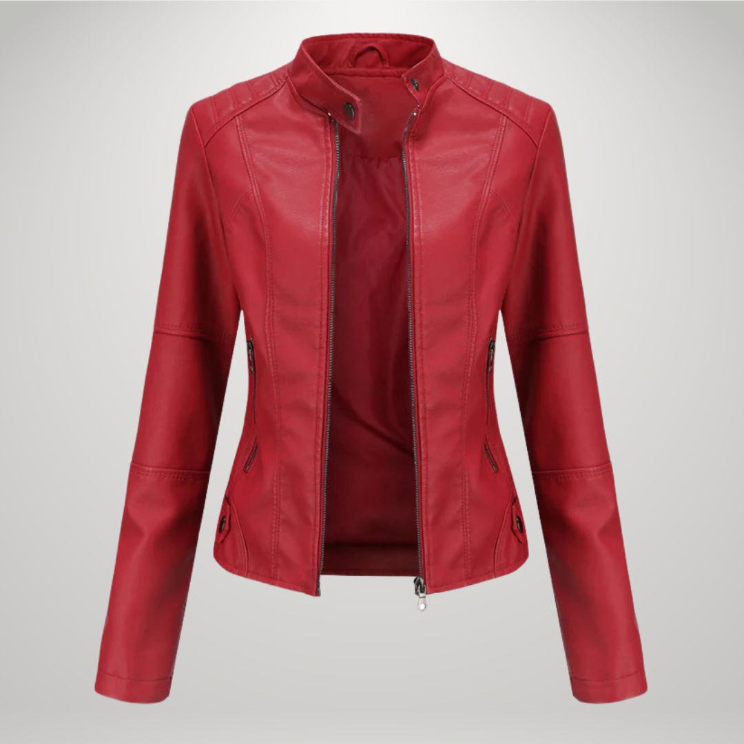 Fitted Leather-Look Biker Jacket
