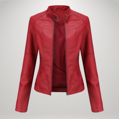 Fitted Leather-Look Biker Jacket